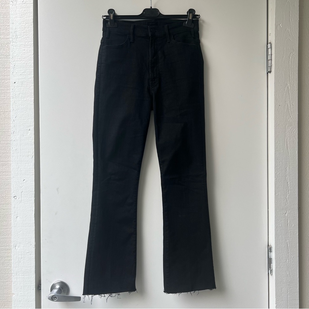 Mother The Hustler Frayed High Waist Ankle Flare Jeans - Black - Size 27 - Picture 6 of 10